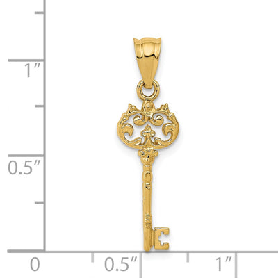 14K Polished Filigree Key Charm