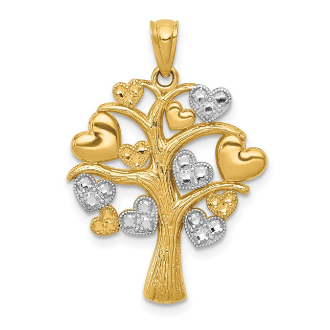 14k Yellow & Rhodium Pendants Style K5866 - Classique Jewelry Inc.