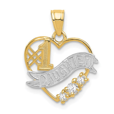 14K gold cubic zirconia heart pendant