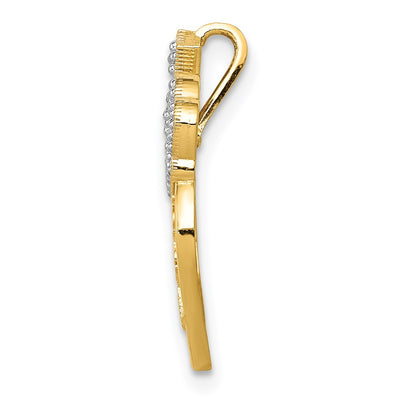 14K w/White Rhodium Polished Daddy's Little Girl Heart Chain Slide
