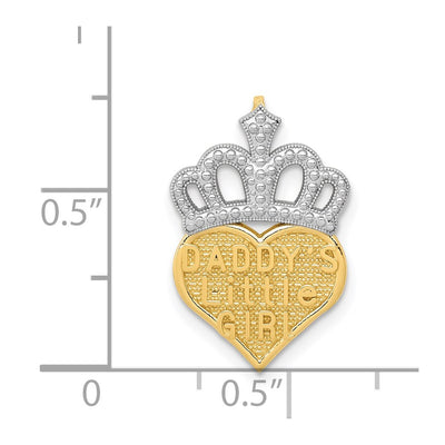 14K w/White Rhodium Polished Daddy's Little Girl Heart Chain Slide