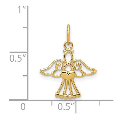 14K Polished Small Angel w/Heart Pendant