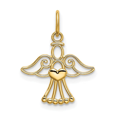 14K Polished Small Angel w/Heart Pendant
