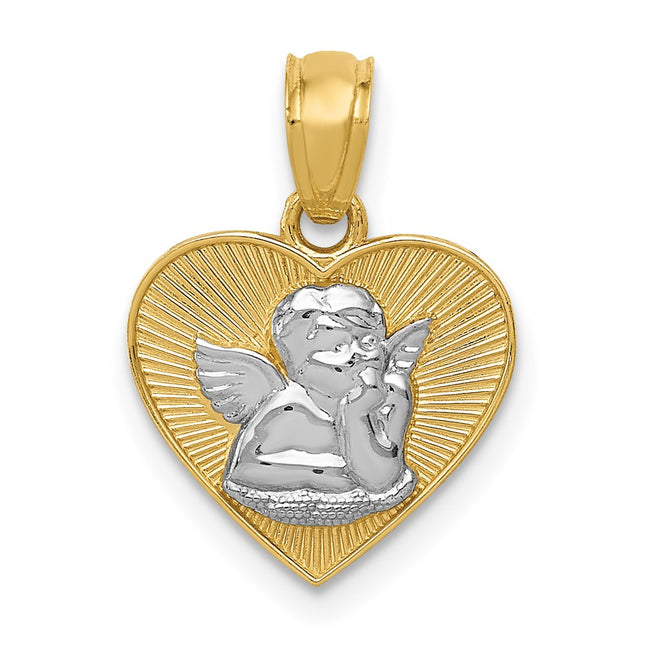 14k Yellow & Rhodium Pendants Style K5911 - Classique Jewelry Inc.