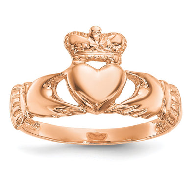 14K rose gold claddagh ring