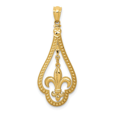 14K gold fleur de lis pendant
