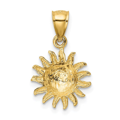 14K Satin Diamond-cut Sun Pendant