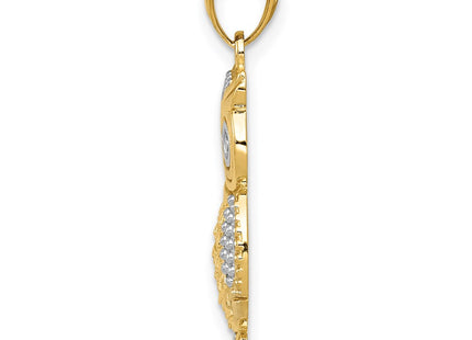 14k Yellow & Rhodium Pendants Style K5978 - Classique Jewelry Inc.