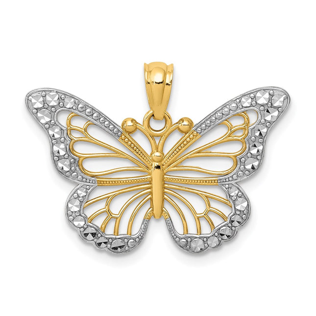14k Yellow & Rhodium Pendants Style K5985 - Classique Jewelry Inc.