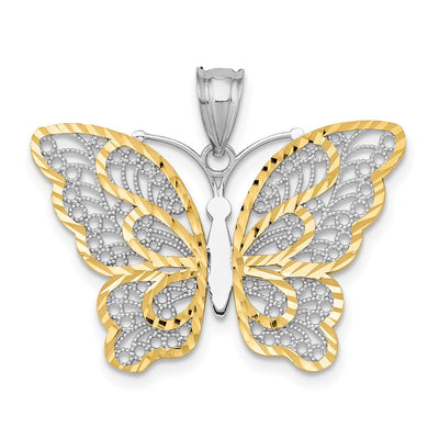 14K white gold butterfly pendant