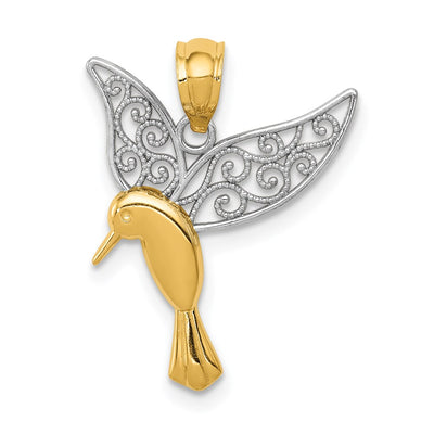 14K gold hummingbird pendant