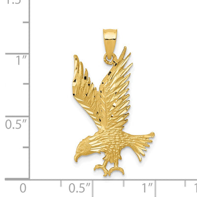 14K Polished and Diamond-cut Eagle Pendant