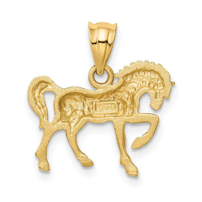 14K Satin Diamond-cut Horse Pendant