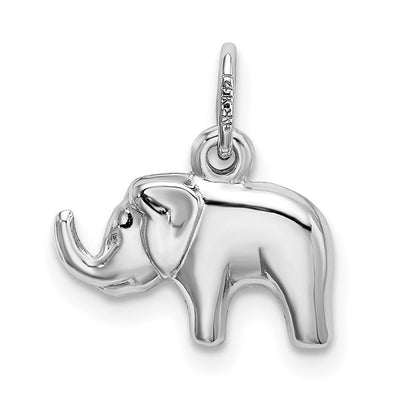 14K White Gold Elephant Charm, 14 x 13mm