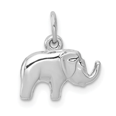 14K White Gold Elephant Charm, 14 x 13mm