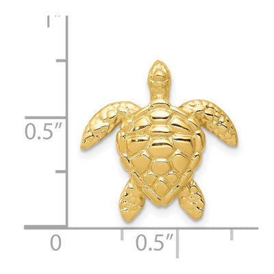 14K Polished Large Sea Turtle Chain Slide