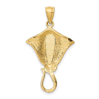 14K Polished Created Blue Opal Stingray Pendant