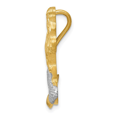 14K w/White Rhodium Satin D/C Mermaid Chain Slide