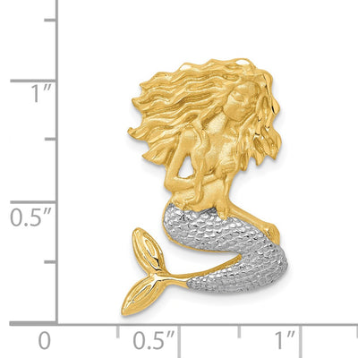 14K w/White Rhodium Satin D/C Mermaid Chain Slide