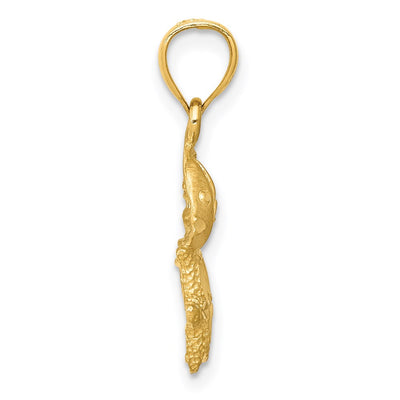 14K Satin Diamond-cut Fish, Starfish and Sand Dollar Pendant