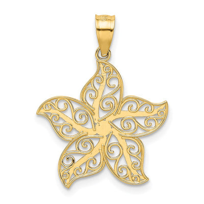 14K Polished Filigree Starfish Pendant