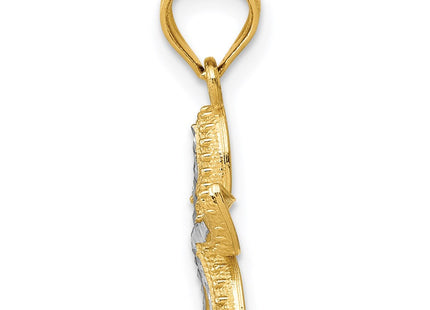 14k with White Rhodium Diamond-cut Starfish Pendant (Style K6060)