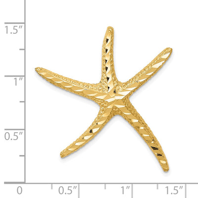 14K Textured Diamond-cut Starfish Slide