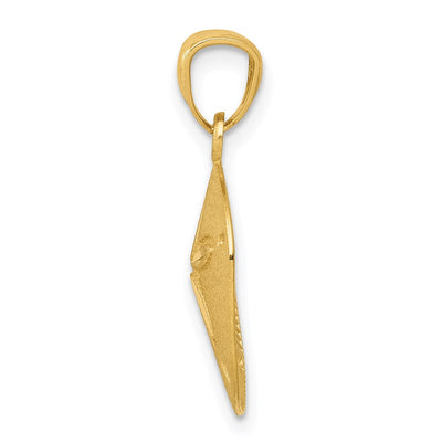 14K Satin Diamond-cut Sand Dollar Pendant, 20 x 13mm