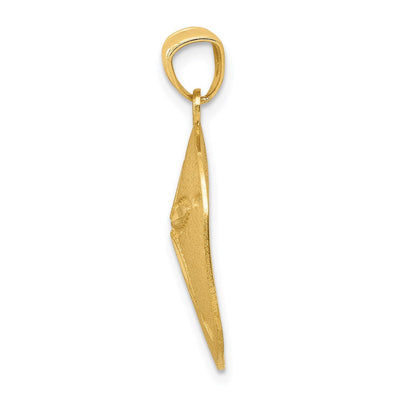 14K Satin Diamond-cut Sand Dollar Pendant, 25 x 17mm