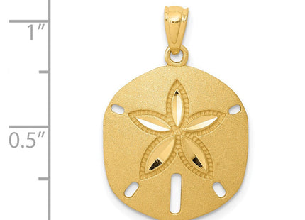 14k Satin Diamond-cut Sand Dollar Pendant (Style K6075)