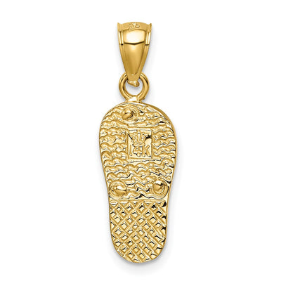 14K Polished 3D w/Created White Opal Flip Flop Pendant