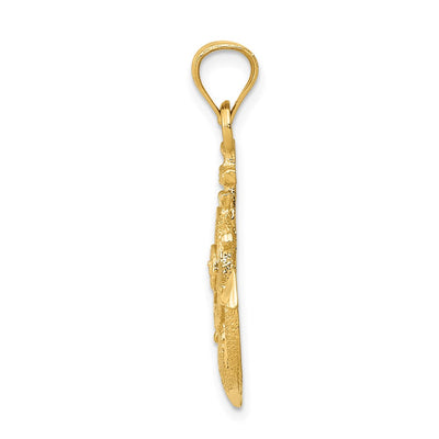14K Satin Diamond-cut Anchor Pendant