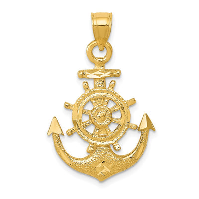 14K gold anchor pendant