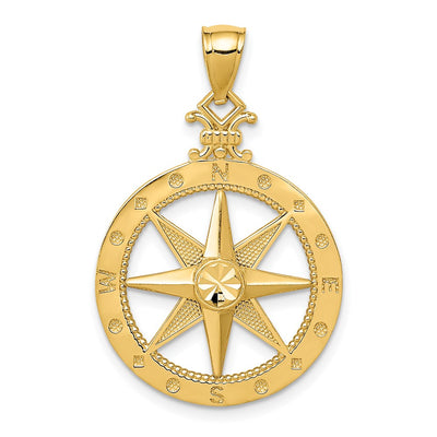 14K gold compass pendant