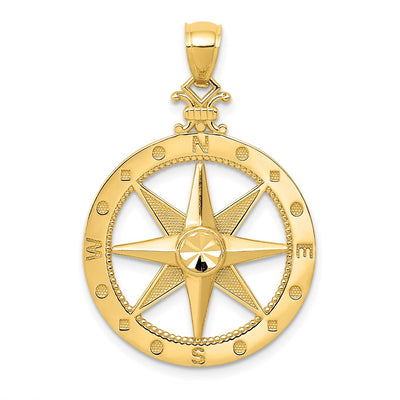 14K gold compass pendant