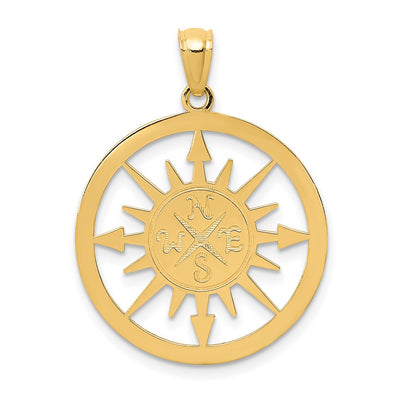14K Satin / Polished Lost Without You Compass Pendant