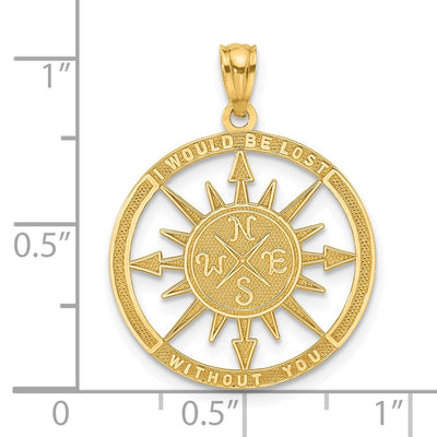 14K Satin / Polished Lost Without You Compass Pendant