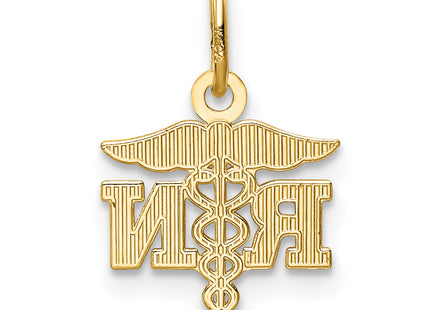 14k Diamond-cut Polished RN Nurse Pendant