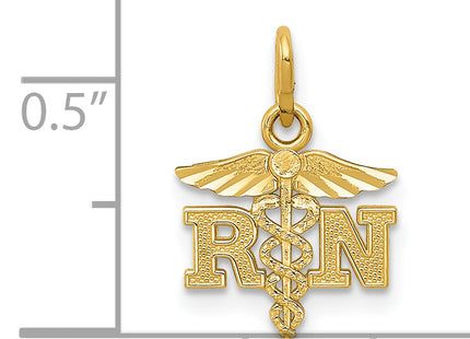 14k Diamond-cut Polished RN Nurse Pendant