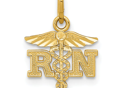 14k Diamond-cut Polished RN Nurse Pendant