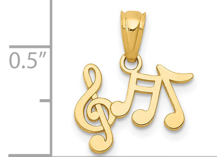 14K Polished Music Notes Pendant, 14.6 x 13.5mm