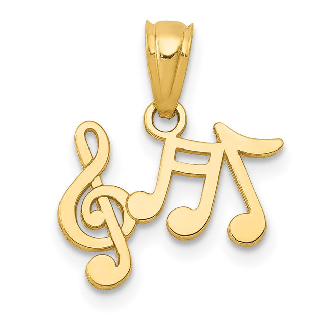 14K Polished Music Notes Pendant, 14.6 x 13.5mm