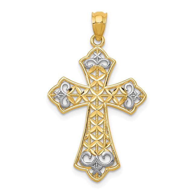 14k Yellow & Rhodium Pendants Style K6176 - Classique Jewelry Inc.