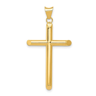 14k Polished Tube Cross Pendant (Style K6177)