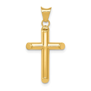 14k Polished Tube Cross Pendant (Style K6179)