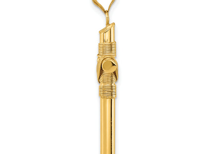 14K Polished w/Center Wrap Tube Cross Pendant