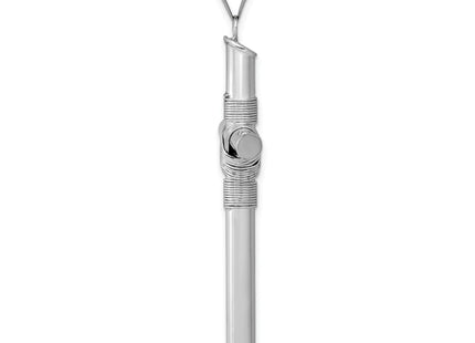 14K White Gold w/Center Wrap Tube Cross Pendant, 51.36 x 27.47mm