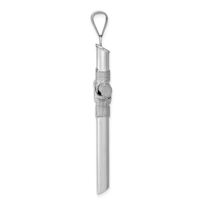 14K White Gold w/Center Wrap Tube Cross Pendant, 51.36 x 27.47mm