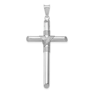 14K White Gold Wrap Tube Cross Pendant K6195