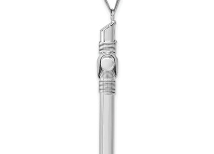 14K White Gold w/Center Wrap Tube Cross Pendant, 42.76 x 22.53mm